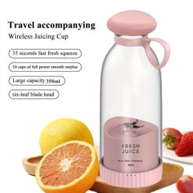 350ml Electric Juicer Blender Mini Portable Blender Bottle USB Rechargeable Fruit Mixers Juicers Multifunction Juice Maker Machine Food Milkshake Cup (Color: Pink)