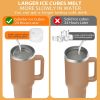 Ice Cube Tray for Stanley Cup: 40 Oz Tumbler Ice Mold Silicone - Hollow Cylinder Ice Maker Freezer with Lid and Bin for Water Bottle Whiskey Cocktail